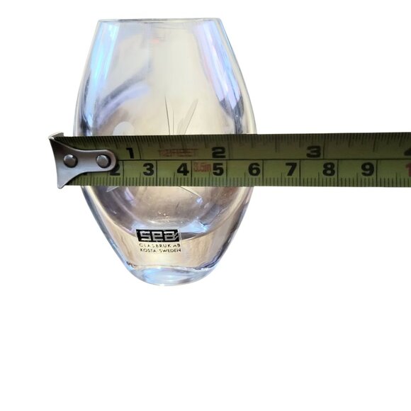 SEA Glasbruk Sweden Blomknyte Small Bud vase Kosta Boda Etched Bird - Picture 8 of 8